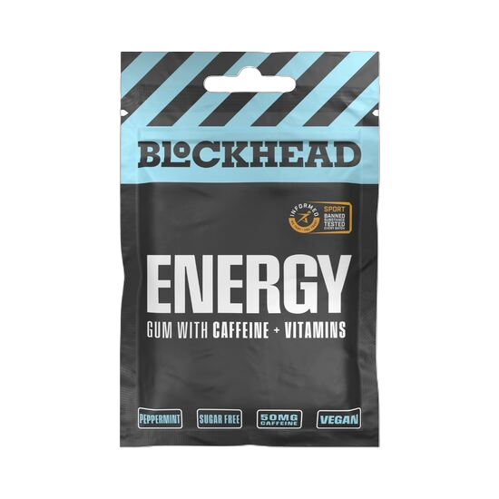 Picture of Blockhead Caffeine Gum - 12 Packs (7 x 50mg caffeine gums per pack): OUT OF STOCK
