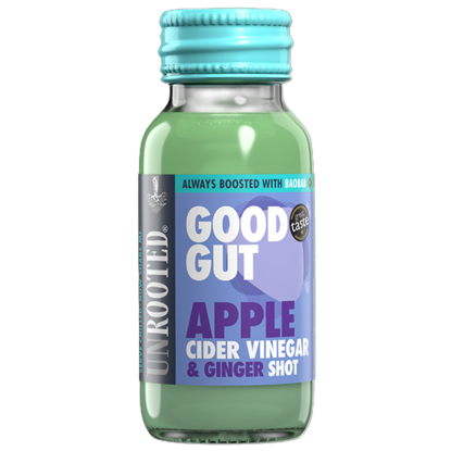 Picture of Unrooted: Good Gut: Baobab Boosted Apple Cider Vinegar Shots: 60ml Glass Bottles (12 pack)