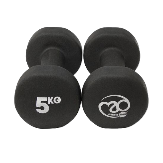 Picture of Mad Fitness: Black Neoprene 5 KG Dumbbells (Pair) (FDBELLBLK5)