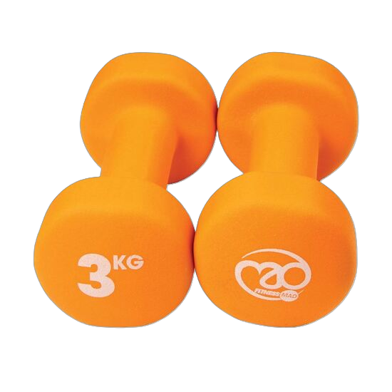 Picture of Mad Fitness: Orange Neoprene 3 KG Dumbbells (Pair) (FDBELL3)