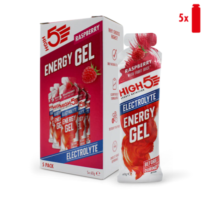 Picture of 50% OFF CLEARANCE: High 5 Energy Gel Electrolyte - 5 Pack Raspberry (BB: 28/02/2026)